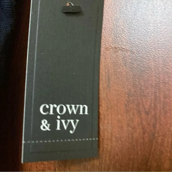 NWT CROWN & IVY Novel Navy In the Groove Dress with Orange Trim Size Extra Small - Picture 5 of 8